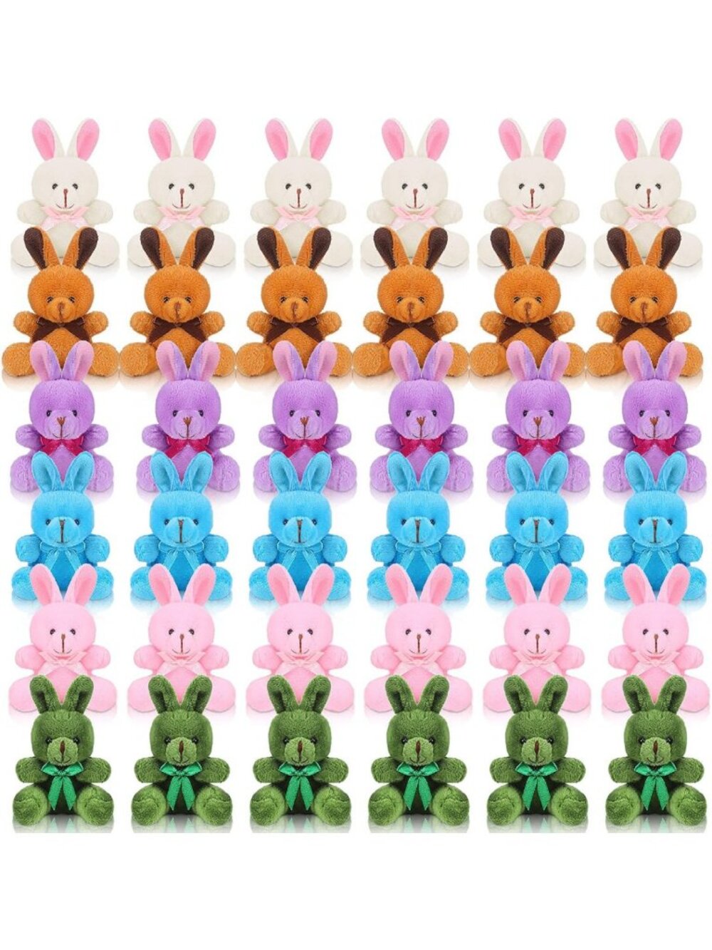 36 Mini Plush Bunnies - 4" Stuffed Rabbits for Easter, Parties & Gifts